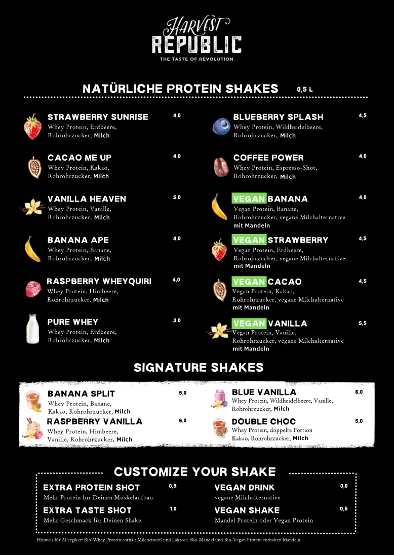 Shake-Preiskarte - Harvest Republic
