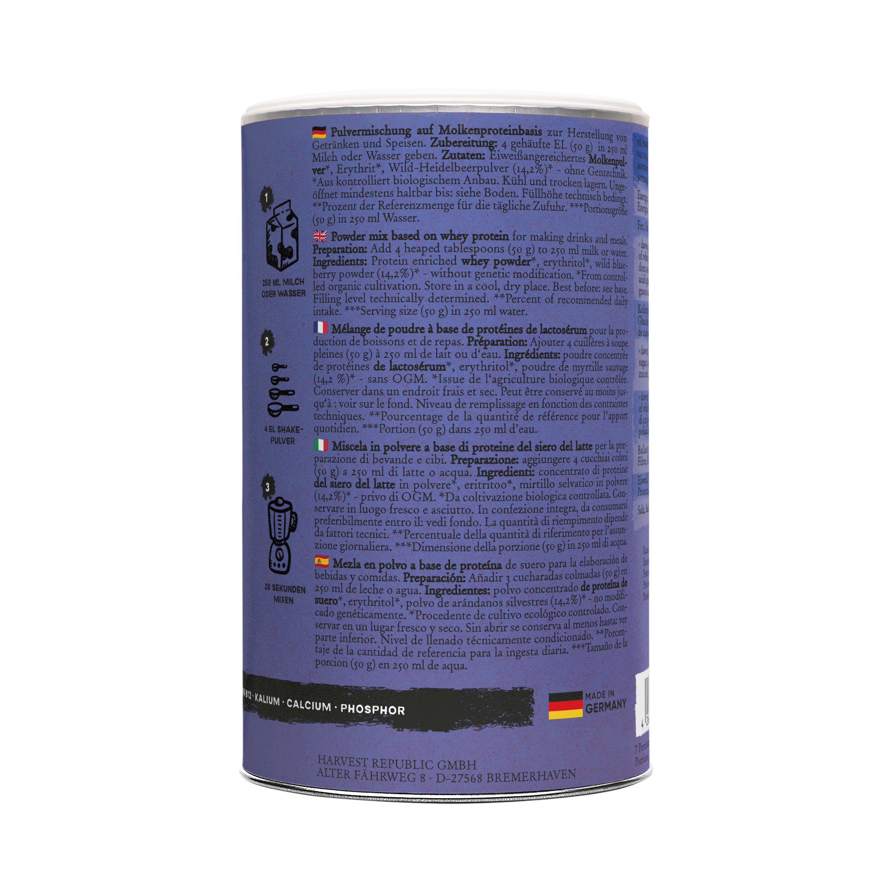 Whey Protein - NO ADDED SUGAR - Wild Blueberry - Harvest Republic