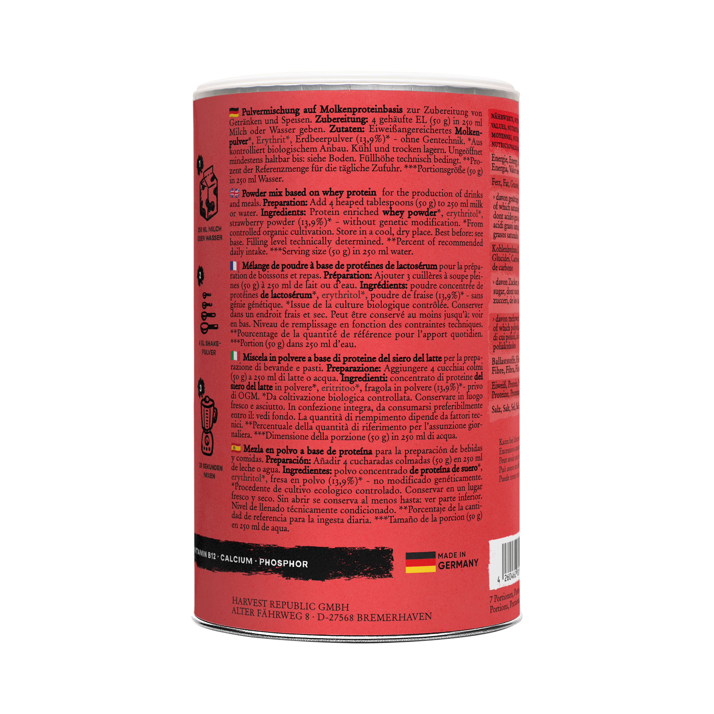 Whey Protein - NO ADDED SUGAR - Strawberry - Harvest Republic