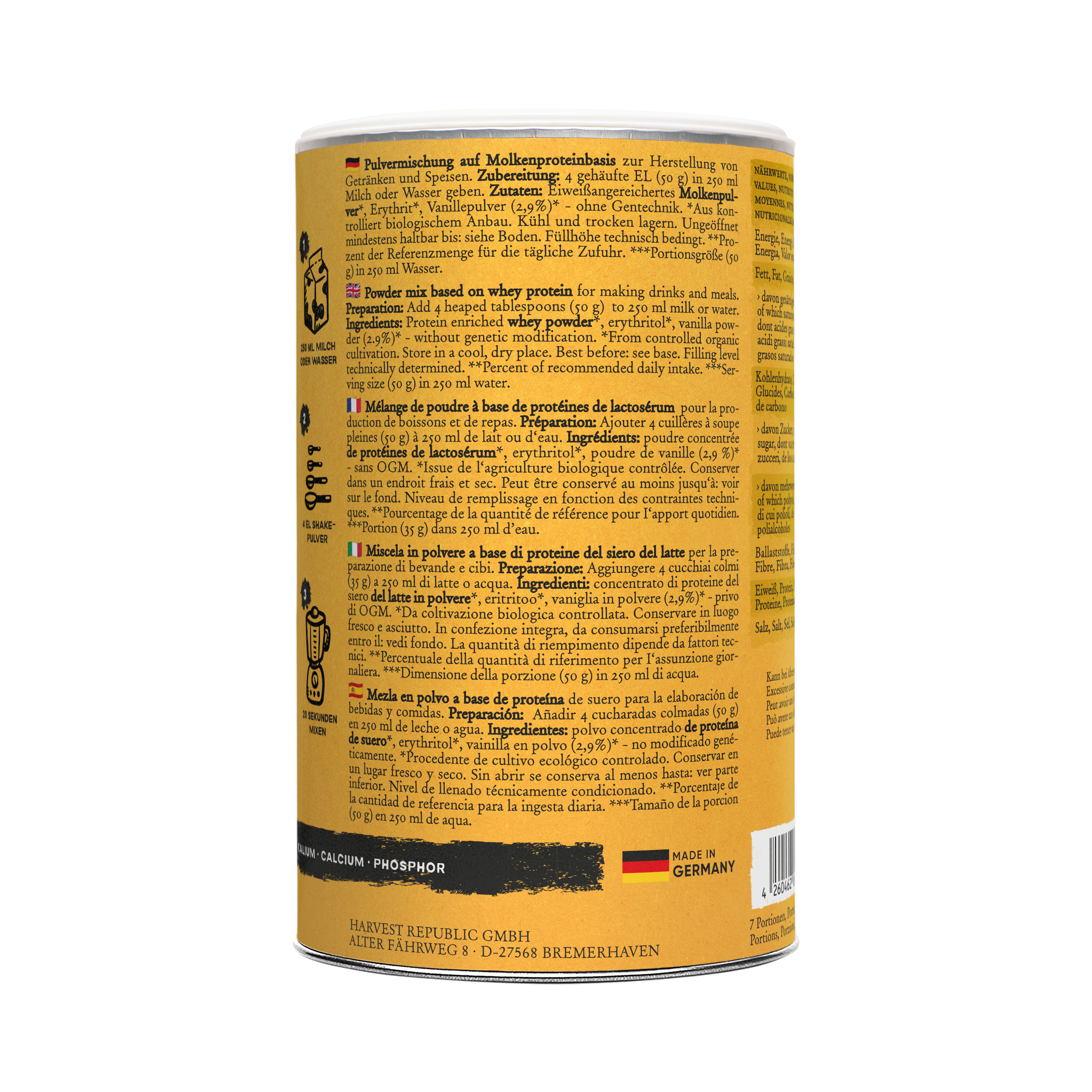 Whey Protein - NO ADDED SUGAR - Vanilla - Harvest Republic