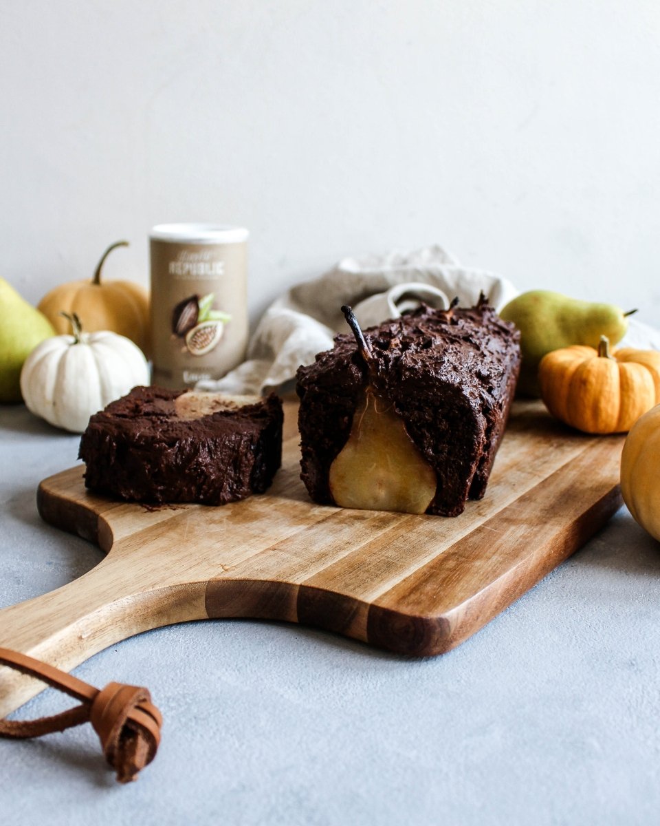 Kürbis Schokokuchen mit Birnen