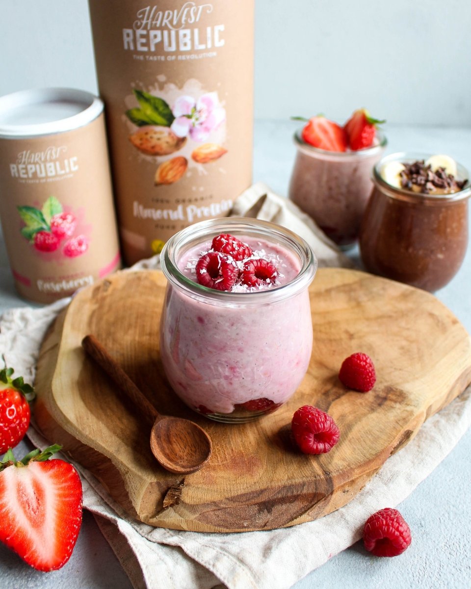 Himbeer Kokos Protein Overnight Oats